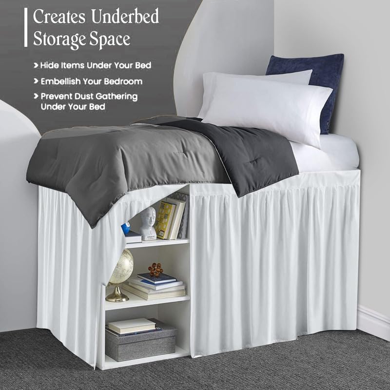 Dorm Bed Skirt, Dorm Bed Skirt Twin Xl, 100% Microfiber Dorm Bed Skirt, Twin Extra Long Dorm Bedding,Ruffled Dorn Bed Skirt, Col